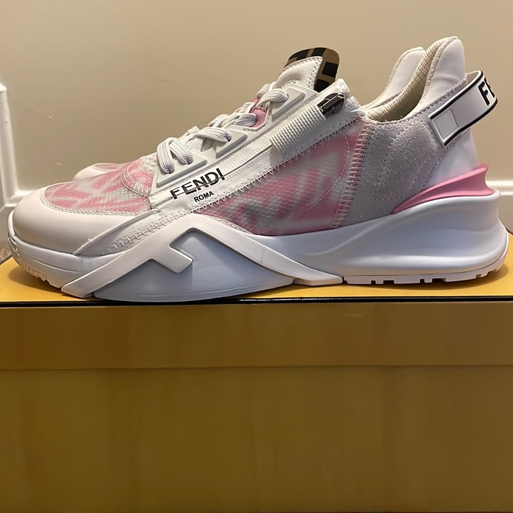 FENDI Flow FF Vertigo Sneakers, Pink, Size 40
